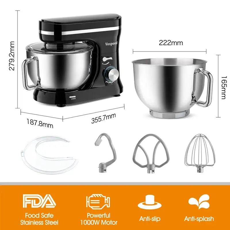 Powerful 1000W Stand Mixer Blender With Bowl And 8 Speeds