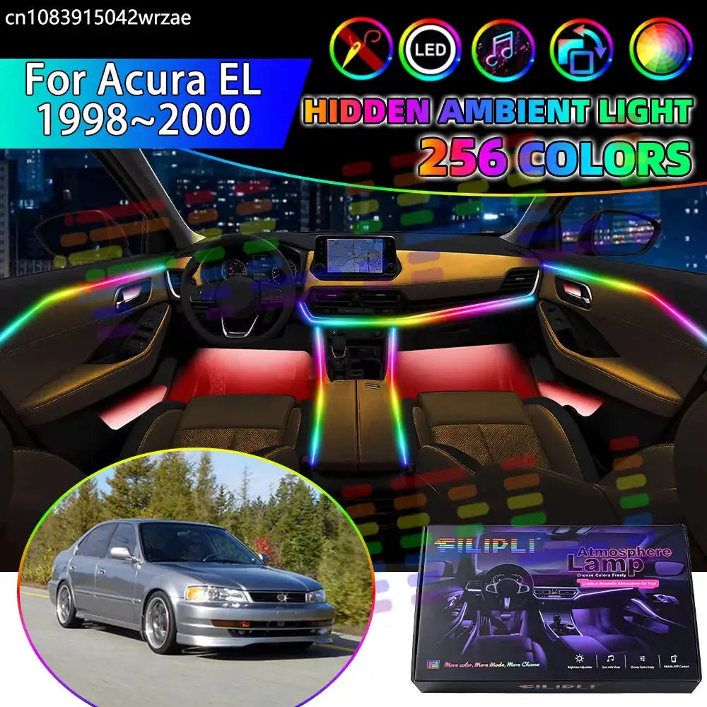 For Acura EL 1998~2000 MB4 1999 RGB Car Interior Ambient Lights Strips Breathing Lighting Kit App Control LED strips Auto Parts by InterCyprus Trading Ltd