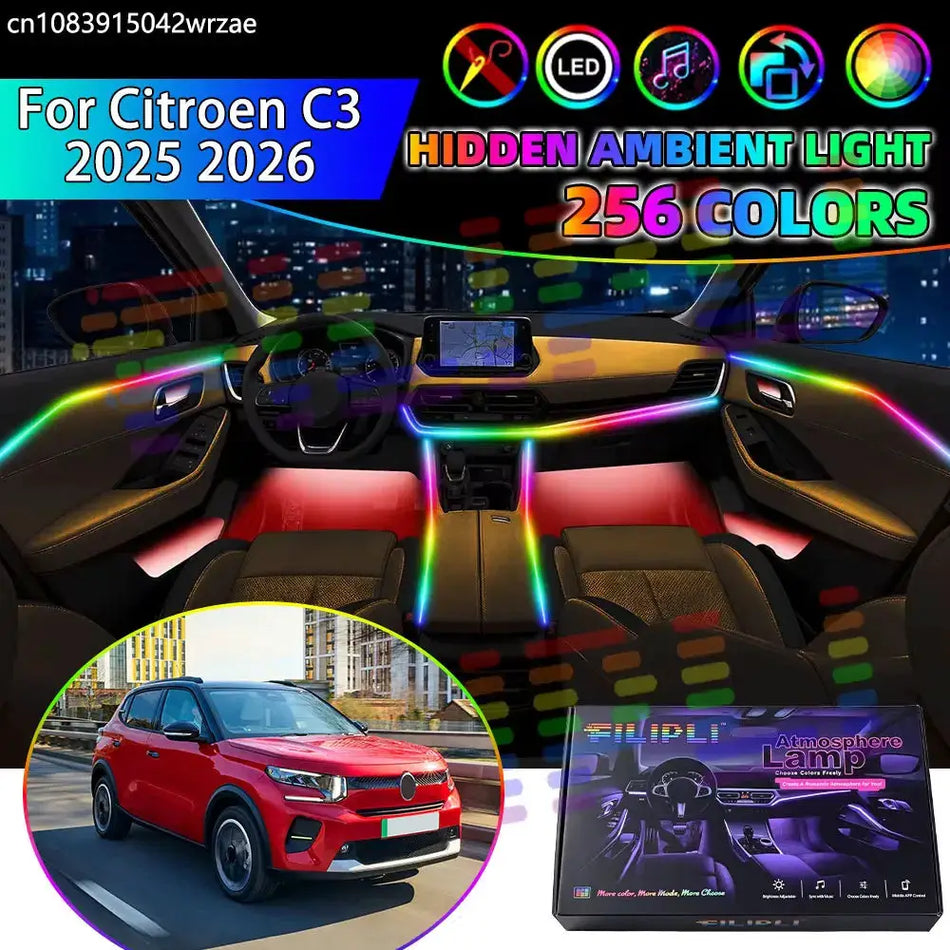 RGB LED Ambient Light Strips for Citroen C3 and e-C3 MK4 by InterCyprus Trading Ltd