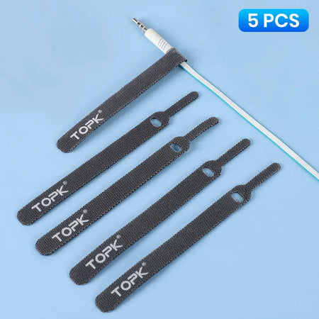 TOPK Releasable Cable Organizer Ties Mouse Earphones Wire Management Nylon Cable Ties Reusable Loop Hoop Tape Straps Tie by InterCyprus Trading Ltd