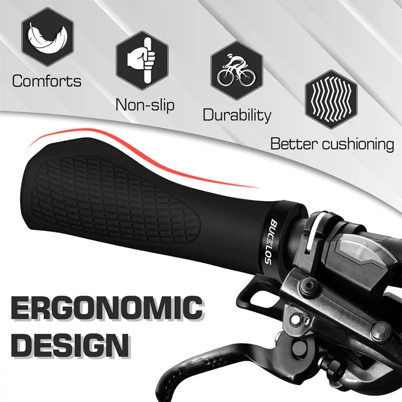 BUCKLOS Ergonomic Mountain Bike Handlebar Grips - Comfortable &amp; Durable