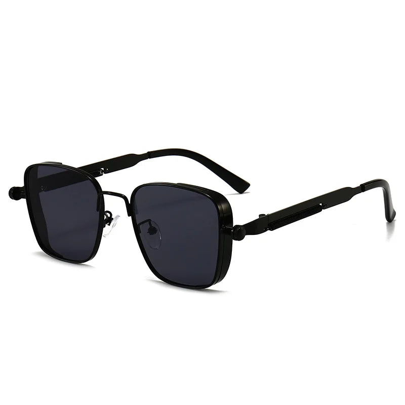 Men Driving Steampunk Square Sunglasses &ndash; UV400 Metal Frame Black