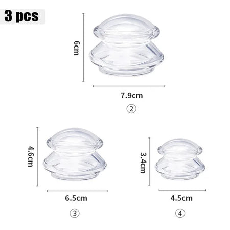Silicone Massage Cups &ndash; Deep Tissue Relaxation Therapy 3pcs Transparent