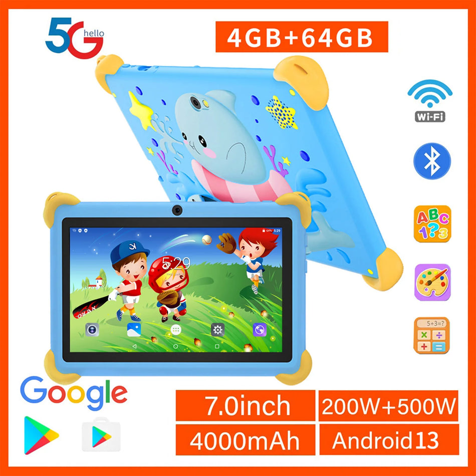 7 Inch 5G Kids Tablet Cartoon Pattern &ndash; Ultra Slim Case Blue / Standard Version / CHINA