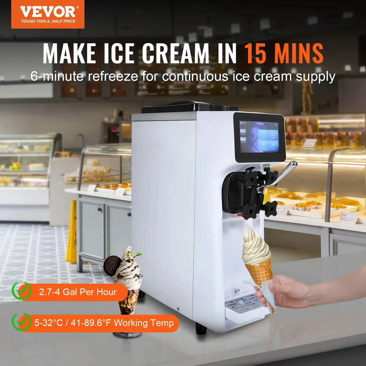 Single Flavor Soft Serve Ice Cream Unit Countertop