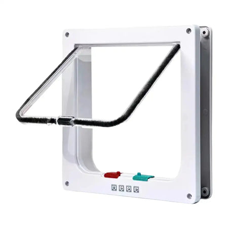 Smart Pet Door 4 Way Locking ABS Plastic Cat Dog Flap WHITE / M
