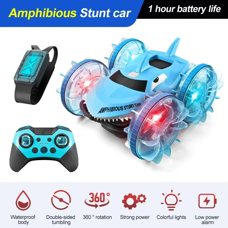 Shark Water Land 2in1 RC Car &ndash; Double-Sided Drive with Gesture Control green dual