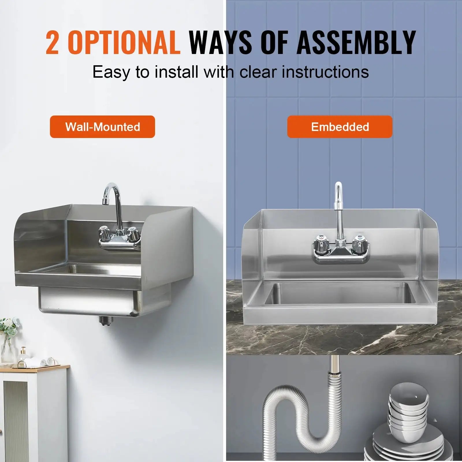 Stainless Steel Wall Mount Hand Sink With Faucet