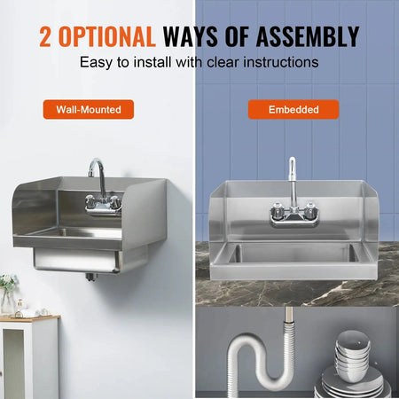 Stainless Steel Wall Mount Hand Sink With Faucet