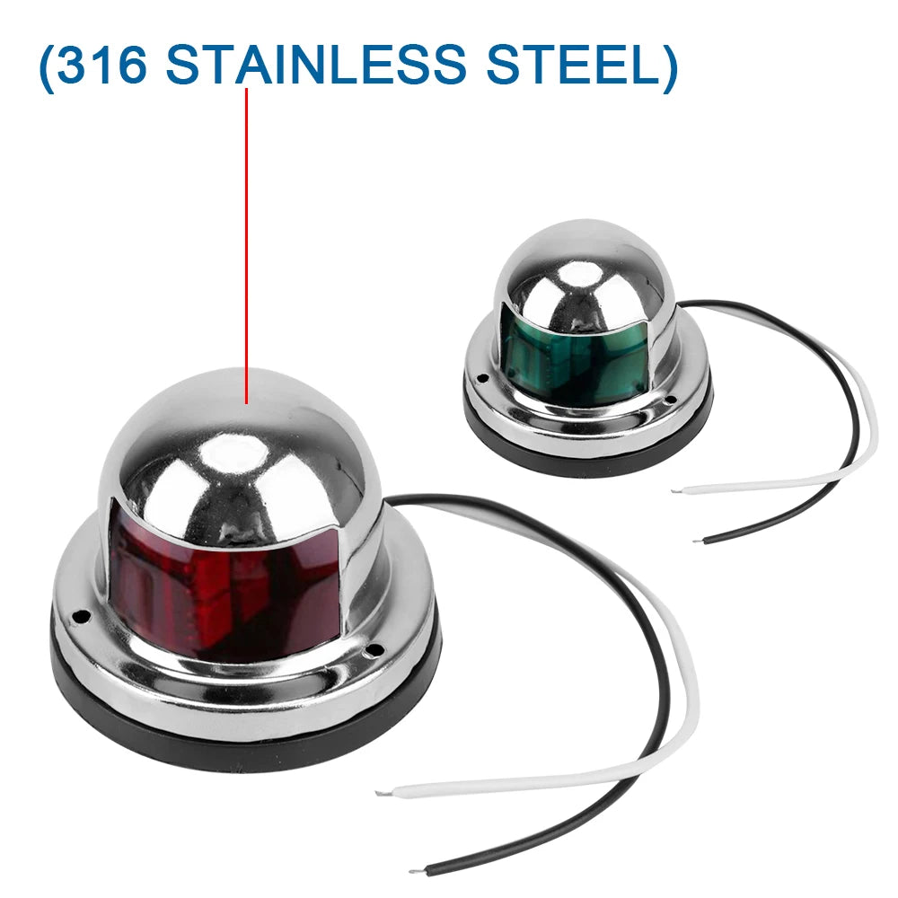 Durable 12V LED Navigation Lights, Marine Yacht, Stainless Steel