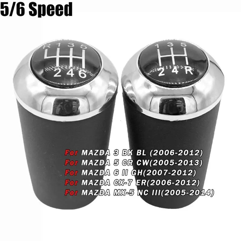 Leather Gear Shift Knob for Mazda 3 5 6 CX-7 MX-5 5-Speed by InterCyprus Trading Ltd