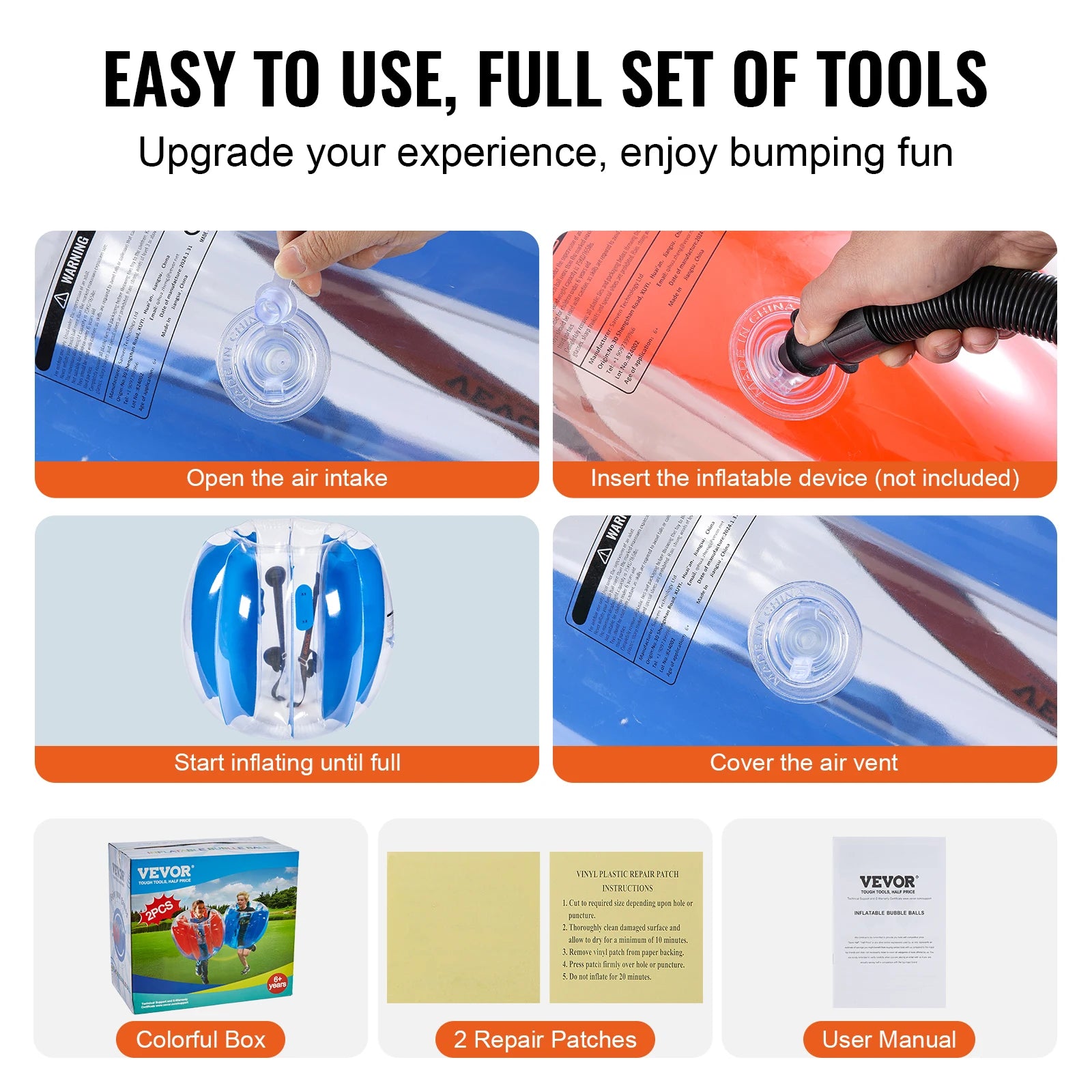 SucceBuy 2 Pack Inflatable Bumper Balls &ndash; Durable PVC