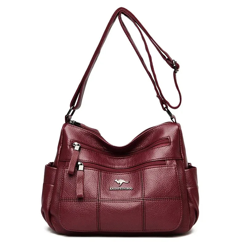 VANDERWAH Soft Leather Luxury Tote Handbag for Women Burgundy