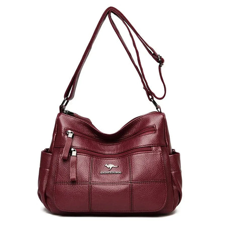 VANDERWAH Soft Leather Luxury Tote Handbag for Women Burgundy
