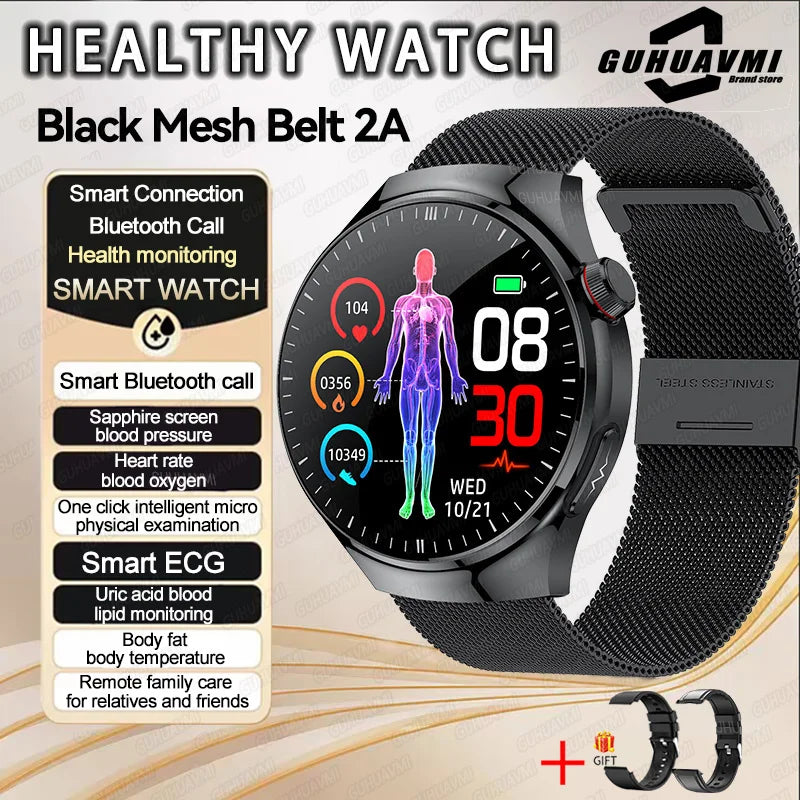 Dody Health Monitoring Smart Watch - ECG And PPG Monitoring Black Mesh Belt 2A / Health Assistant