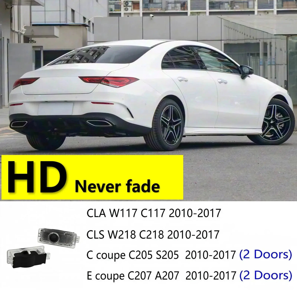 2Pcs For Mercedes Benz LED Car Door Projector Light Accessories HD CLA CLS Class E C Coupe C117 W117 C205 S205 C207 A207 C218 by InterCyprus Trading Ltd