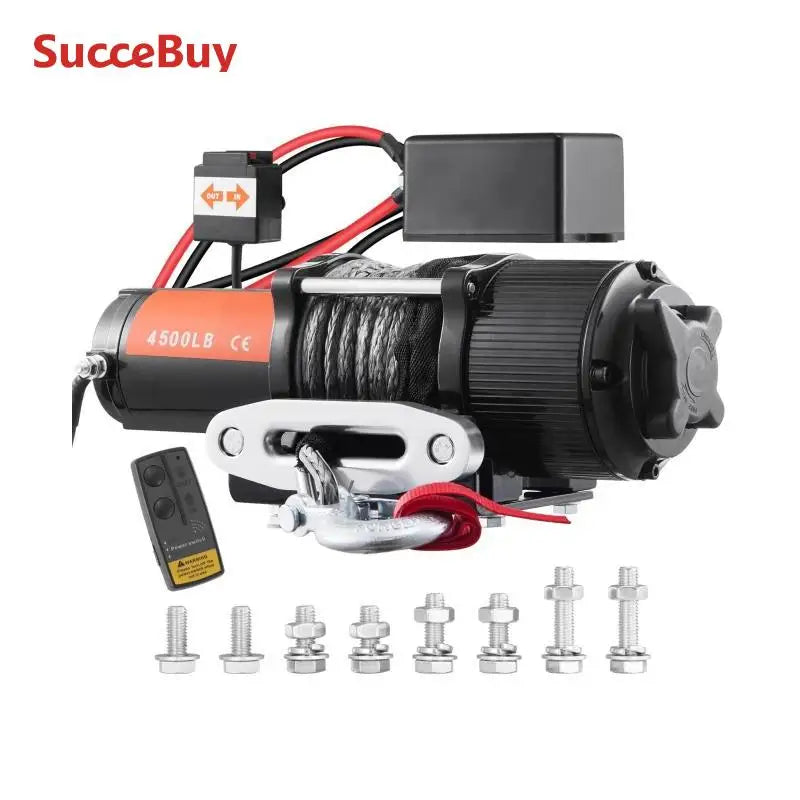 Jeep Off Road Elektrische lier 4500lb met synthetisch touw, draadloos of bedraad