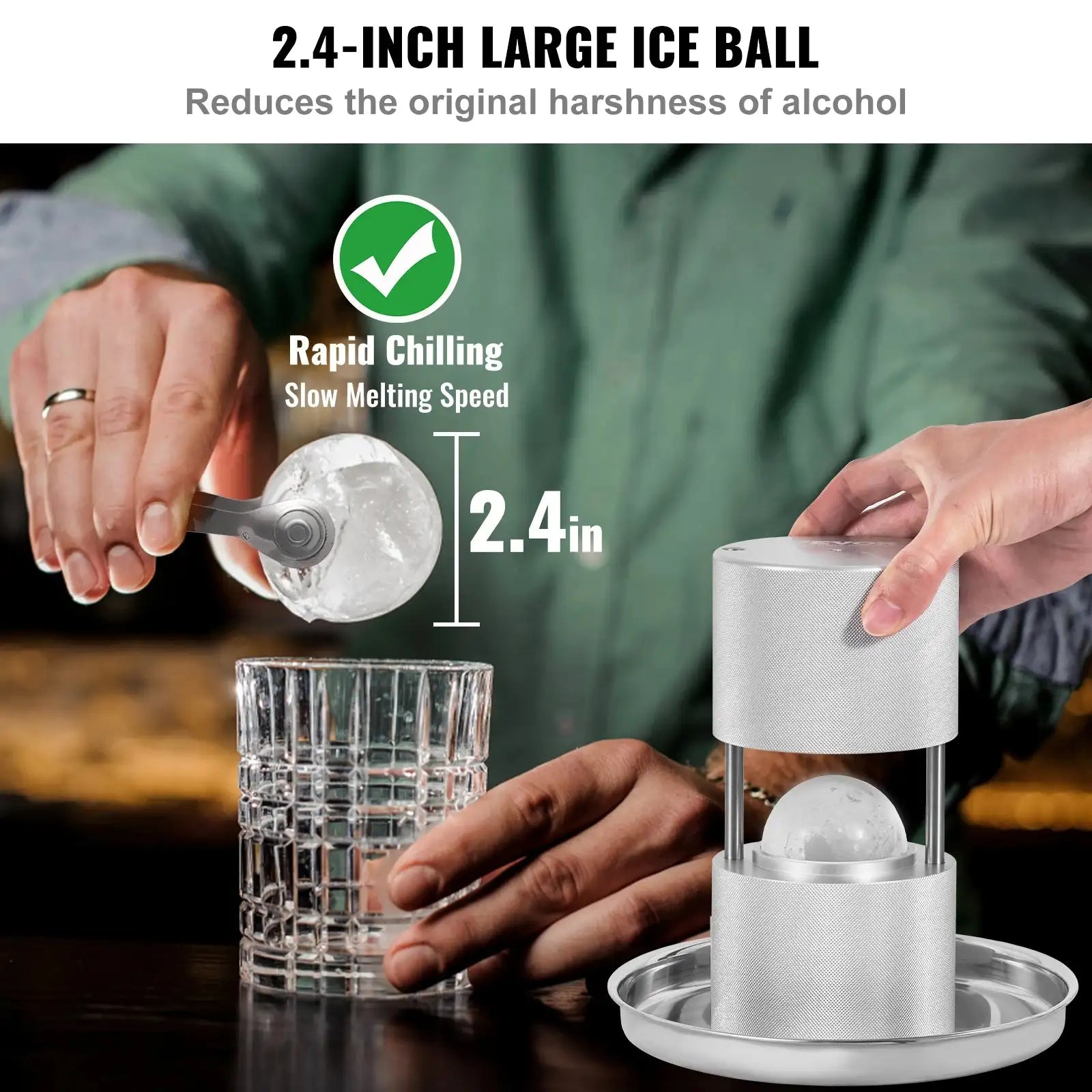 60mm Ice Ball Press Bubble Free Spherical Mold