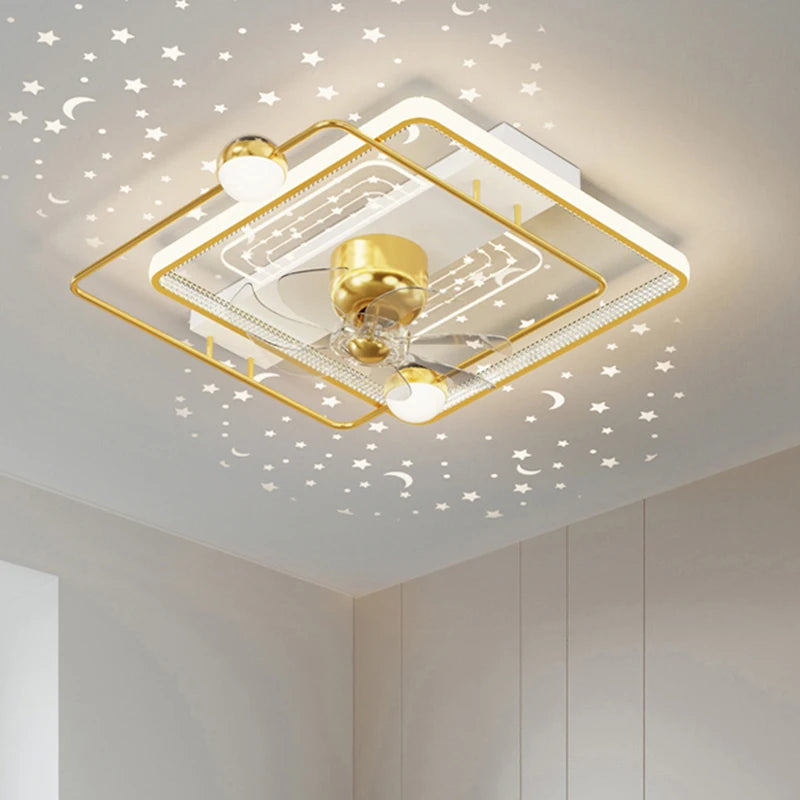 Modern Ceiling Lamp with LED Light and Remote-Controlled Ceiling Fan for Living Room