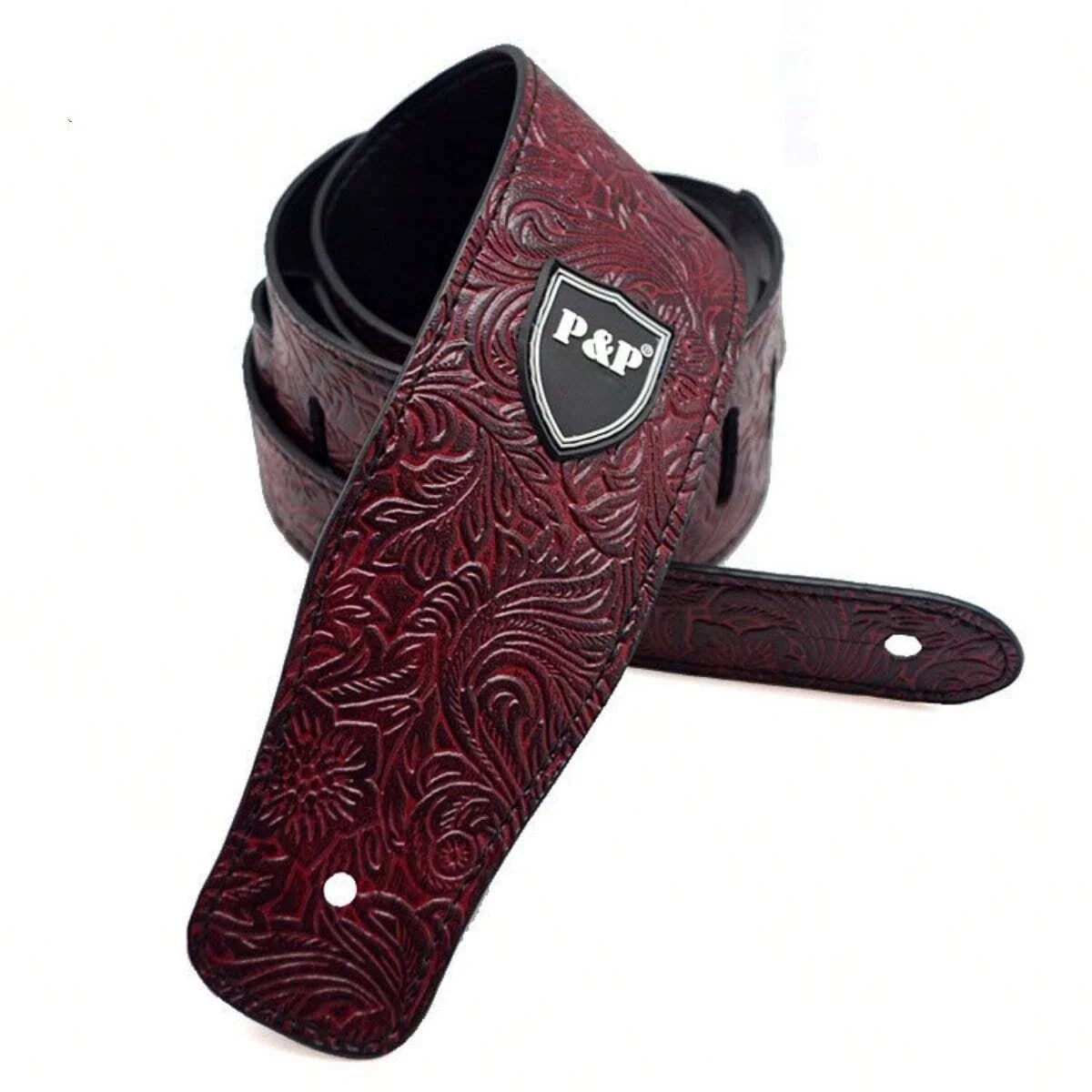 Guitar Strap Vintage 2.5 Inch &ndash; Durable PU Leather Red