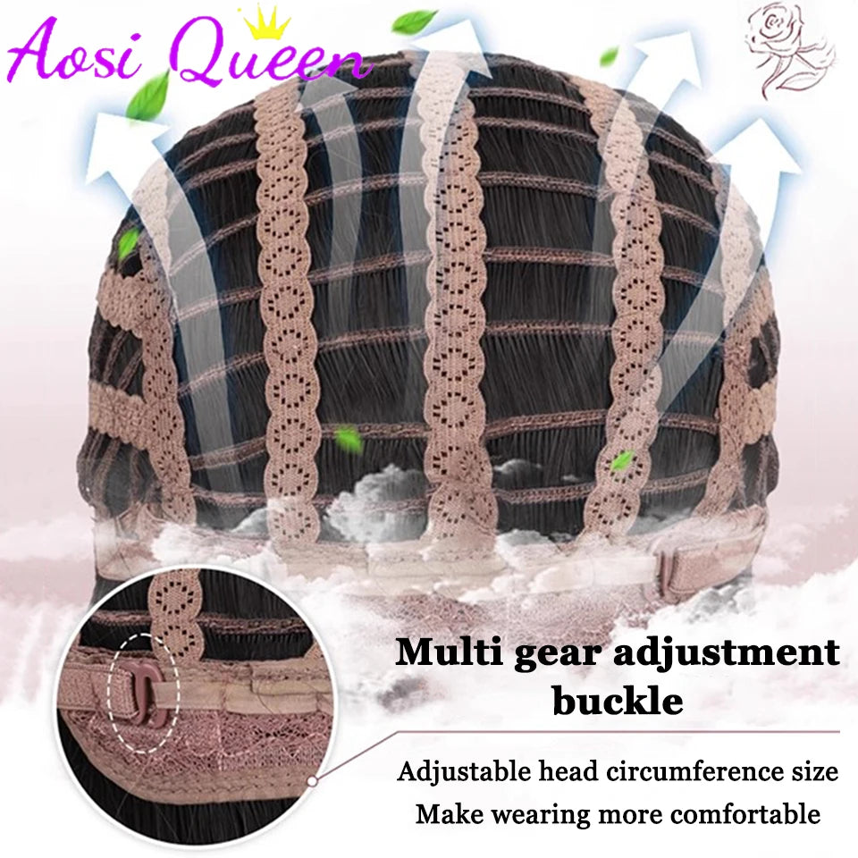 AosiQueen Black Pink Ombre Long Wavy Synthetic Wig with Bangs for Cosplay