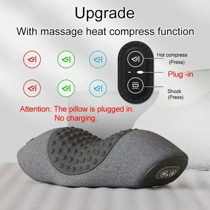 Electric Neck Massage Pillow &ndash; Cervical Traction Massage Upgraded Dark Grey