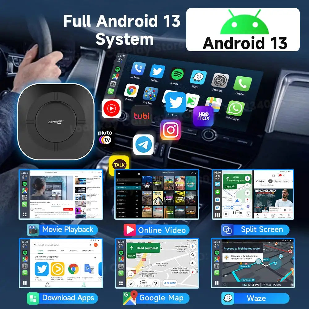 Carlinkit 128G Wireless CarPlay Box Android Auto Netflix