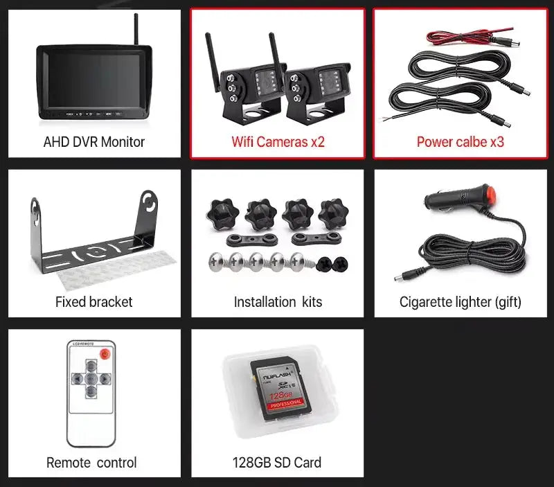 7 Inch AHD DVR Monitor Wireless Backup Camera With Night Vision For Trucks by InterCyprus Trading Ltd