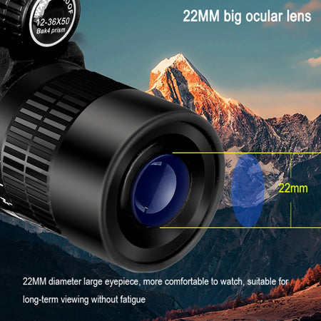 Borwolf 12-36X50 Telescope &ndash; High Power BAK4 Prism Optics