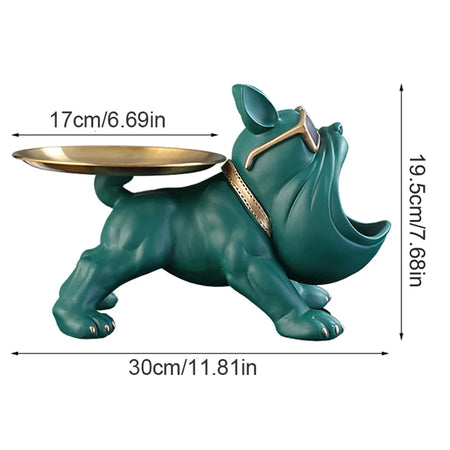 30cm Bulldog Figurine Dog Statue Storage Box - Resin Animal Ornament