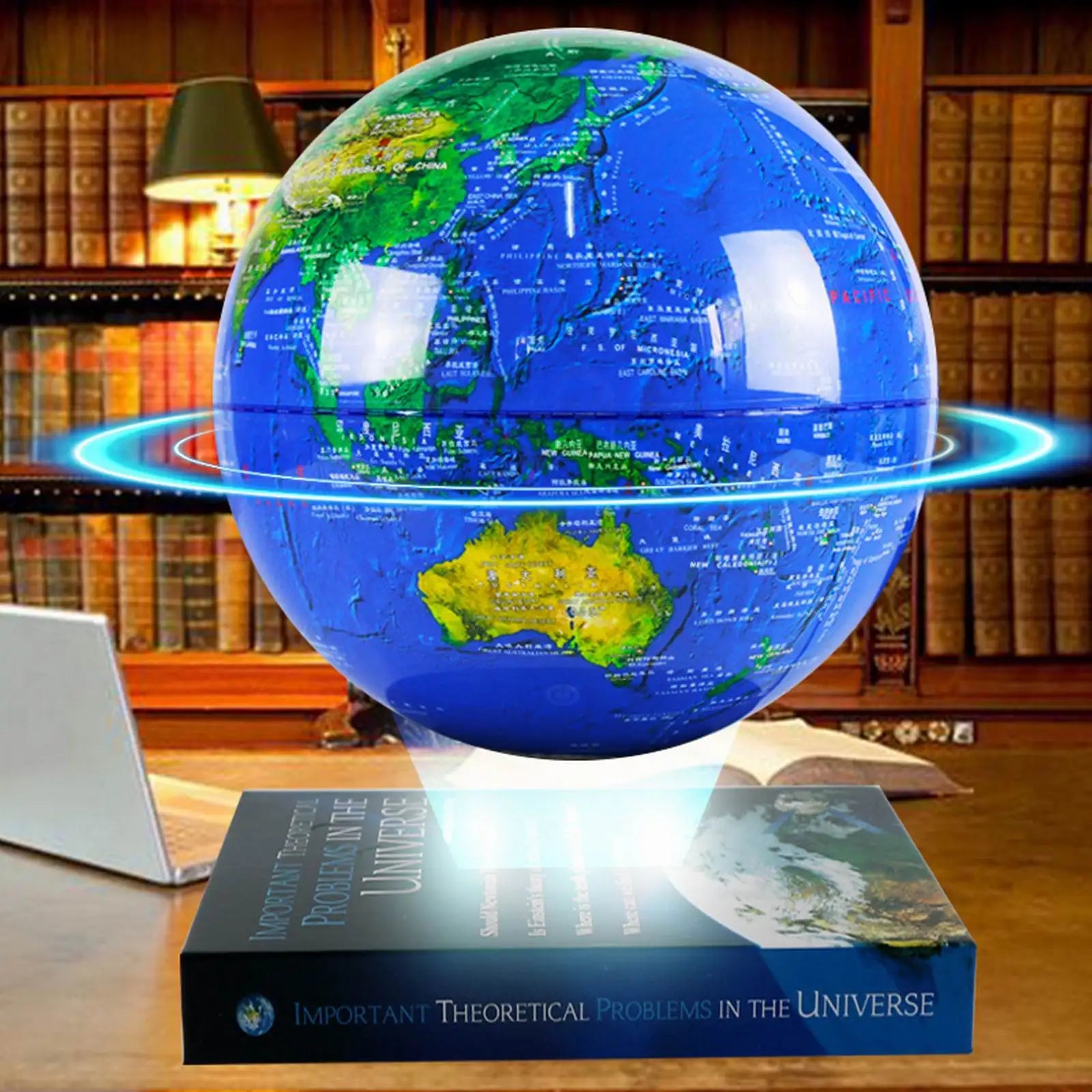 Levitating Globe with Book-Shaped Base &ndash; 360&deg; Rotating Magnetic Floating World Globe for Home Decor &amp; Educational Gift