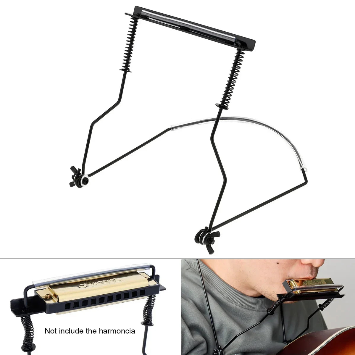 Universal 10 Holes Harmonica Neck Holder &ndash; Adjustable Stand