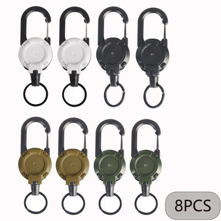 Outdoor Retractable Keychain with Heavy Duty Carabiner &ndash; 2/4/8pcs Badge Holder Reel 8Pcs