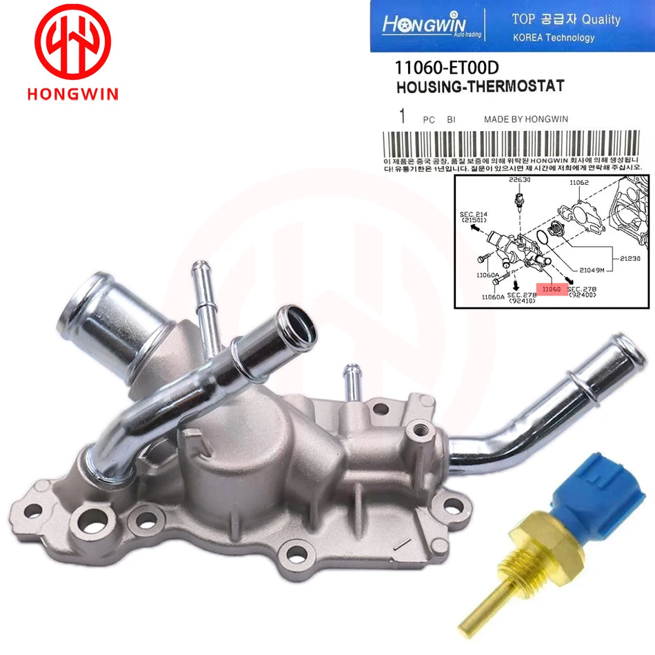 Motor-Kühlmittel-Thermostatgehäuse und Sensor für Nissan Versa 1.8L Limousine SL
