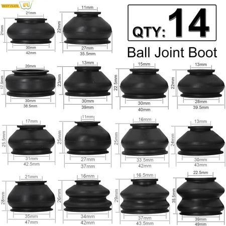 14x Multipack Universal Car Suspension Steering Ball Joint Rubber Dust Boot Cover Track Tie Turn Rods Ends Set Parts Accessories by InterCyprus Trading Ltd