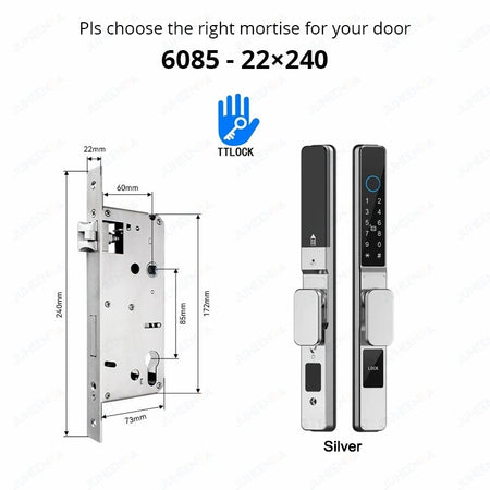 Waterproof Smart Lock with TTLock App Silver6085-Short