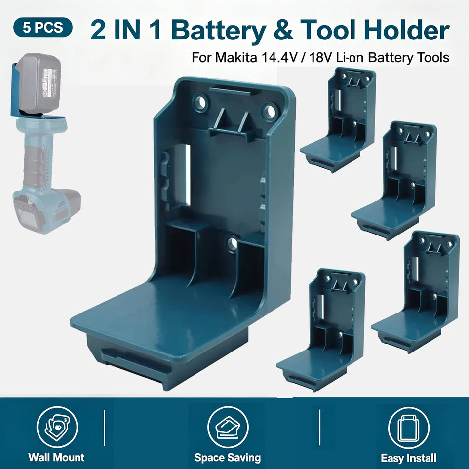 Suporte de Montagem na Parede para Ferramentas de Bateria em Pacote de 5 para Makita 18V