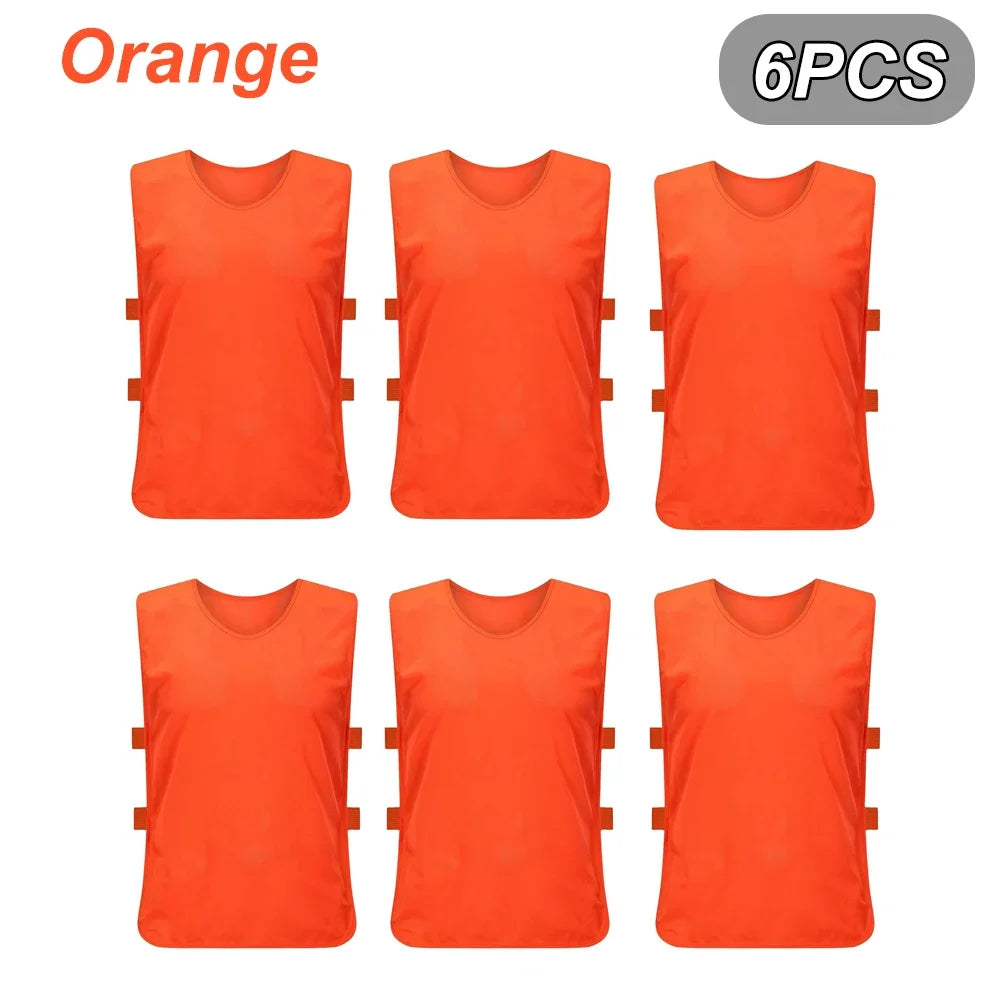 Breathable Soccer Training Vests for Kids and Adults - 6 Pack Orange / Kids 115-145cm