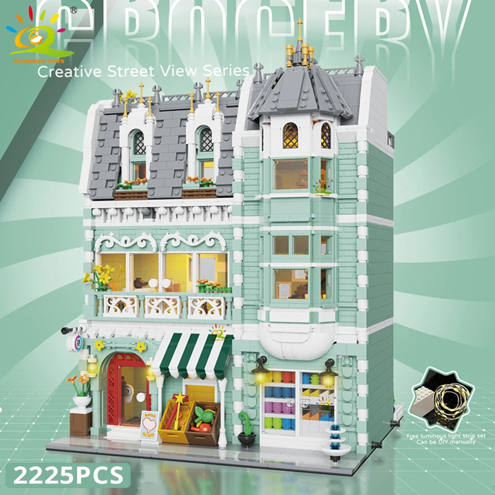 HUIQIBAO MOC City Corner Coffee Shop Blocks &ndash; Fun Build NO.3 / no light no box