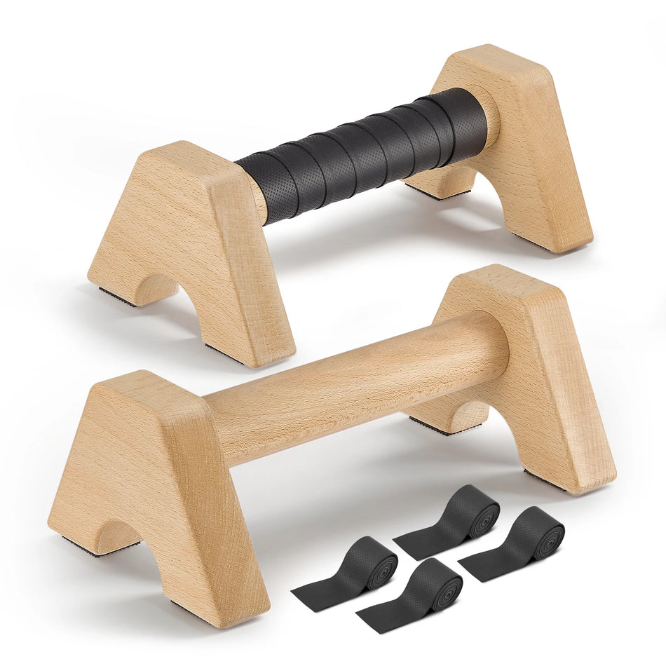 Barras de Flexiones de Madera Parallettes para Entrenamientos en Casa Antideslizantes