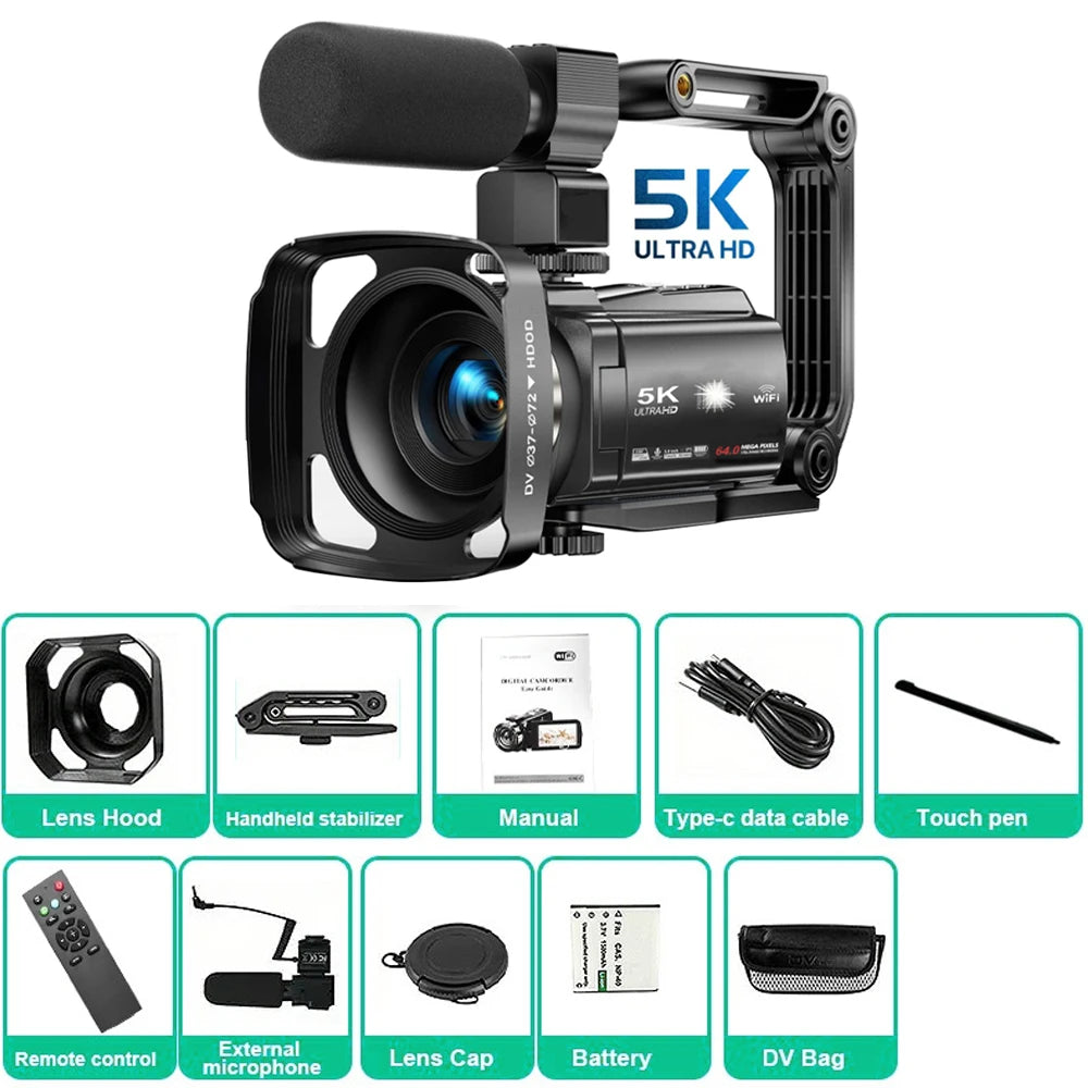 Ourlife 5K Digital Camera &ndash; 18X Digital Zoom with Rotatable Touch Screen Option 1 / With 32GB Card