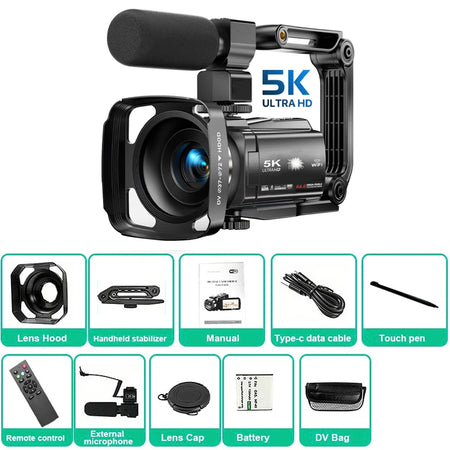 Ourlife 5K Digital Camera &ndash; 18X Digital Zoom with Rotatable Touch Screen Option 1 / With 32GB Card