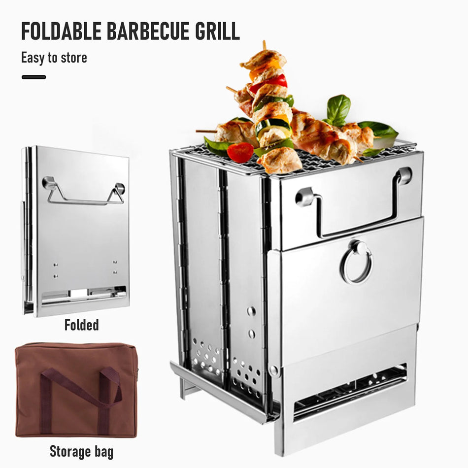 Wood Stove Foldable Charcoal Grill &ndash; Lightweight Portable