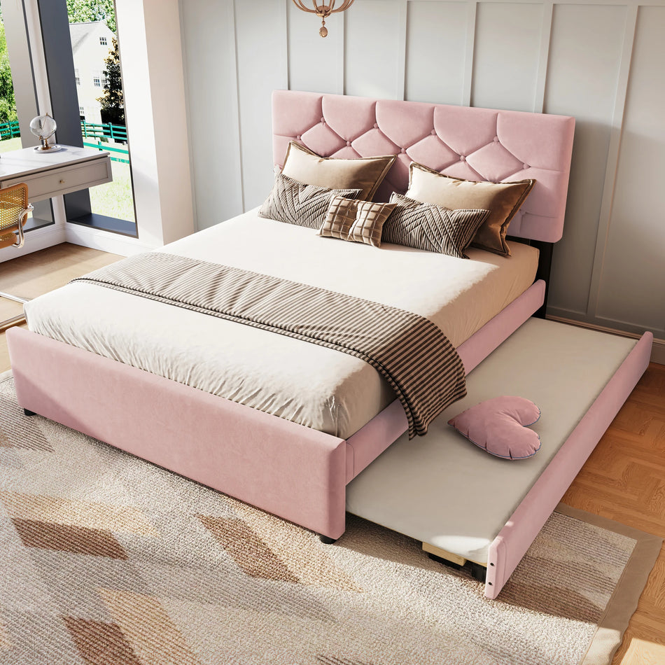 Fløjl Polstret Seng 140x200cm Med Lamelseng