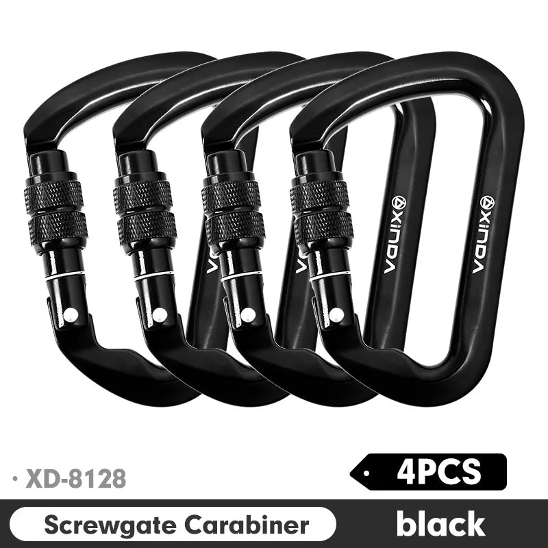 Xinda Outdoor Carabiner &ndash; 30kN Load Capacity Aluminum Alloy Screw Black 4