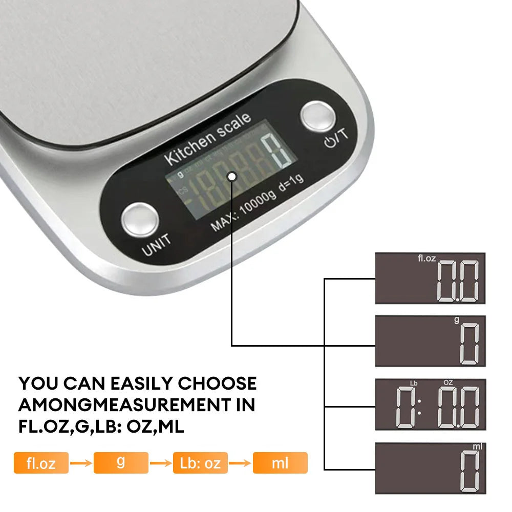 3KG 0.1G 10KG 1G Kitchen Scale - High Precision LCD