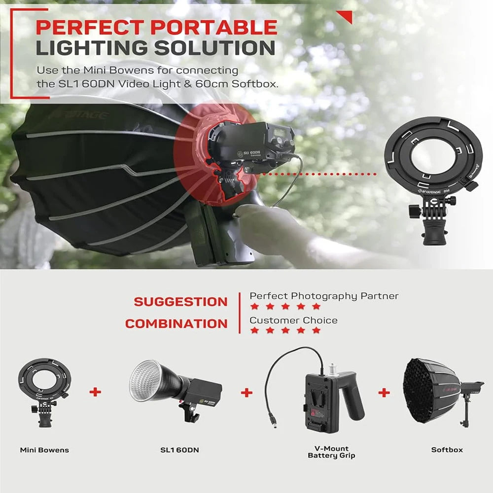 IFOOTAGE Mini Bowens Adapter &ndash; Ultra-Lightweight Aluminum