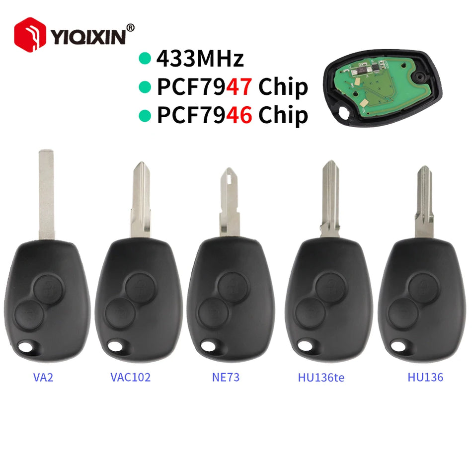 Fjernbetjening bilnøgle til Renault Duster 434MHz PCF7946 2-knap nøgle klar til brug erstatning