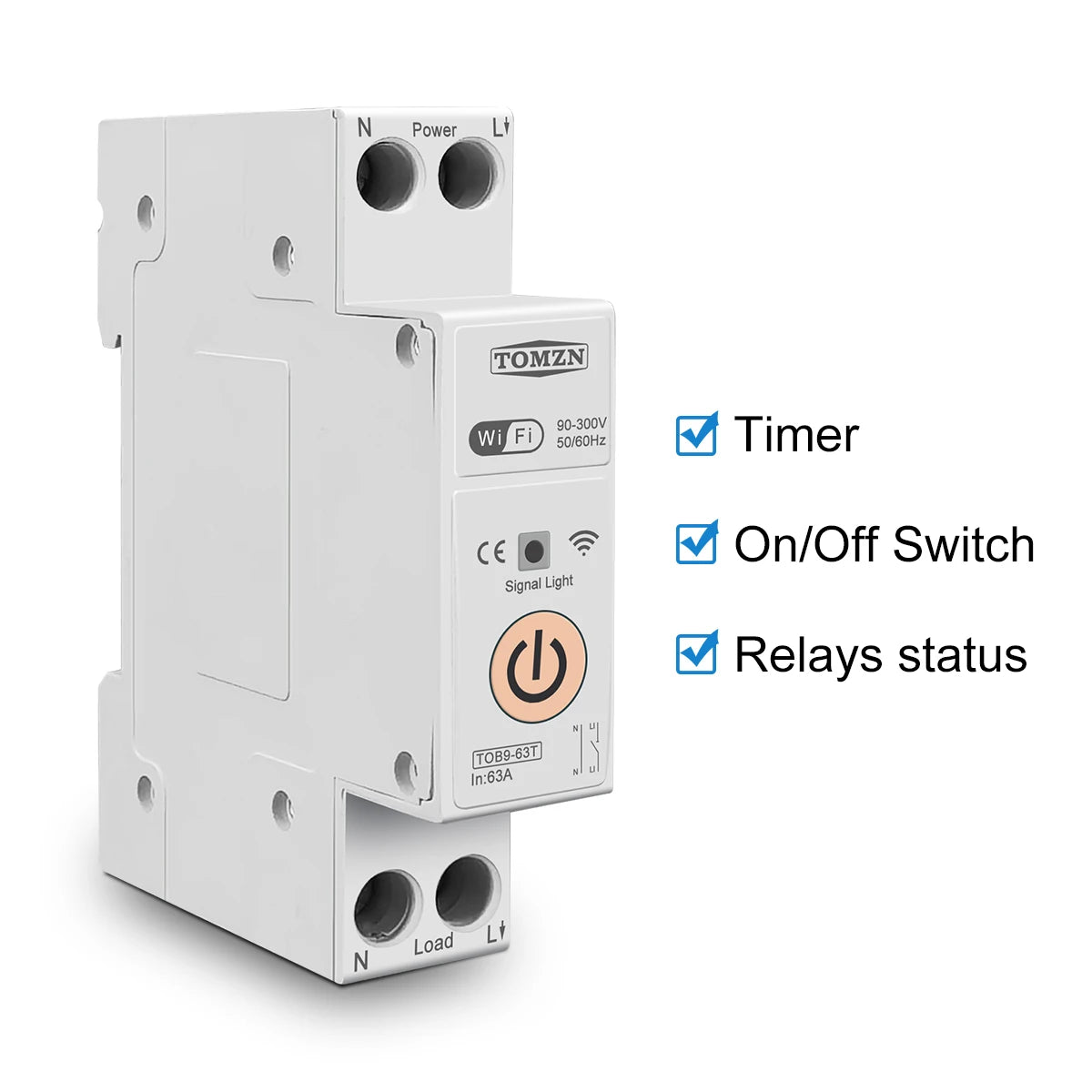TOMZN 63A 1P+N WiFi Smart Switch with Energy Metering &amp; Protection
