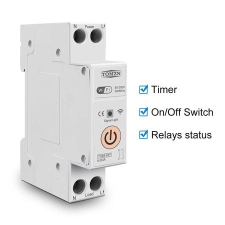 TOMZN 63A 1P+N WiFi Smart Switch with Energy Metering &amp; Protection